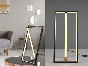 Große LED Tischleuchte EDGE, dimmbar, Höhe 44cm, Schwarz-Gold