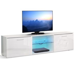 Mondeer Lowboard TV-Schrank LED-TV-Ständer mit 16-Farben-LED-RGB-Leuchten Weiß