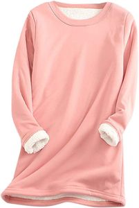 ASKSA Dámská košile s dlouhým rukávem z hrubého fleecu z jehněčího kašmíru, teplý svetr, oversize top, Rosa, L