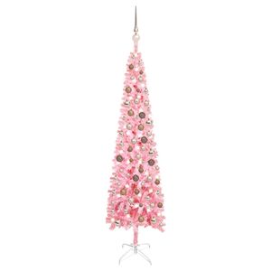 HOMMIE Schlanker Weihnachtsbaum mit LEDs & Kugeln Rosa 150 cm(8367)