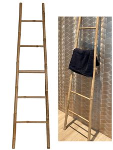MSV Leiter Bambus Handtuchhalter Dekoleiter Handtuchleiter Wäscheständer 150 cm – 5 Sprossen
