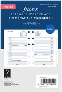 FILOFAX Kalendereinlage 2025 - POCKET - Monatsplaner tabbed - weiss deutsch - 25-68256