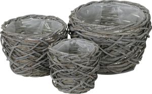Korb rund 3erSet grau gewischt Pflanzkorb Ø15+20+25cm