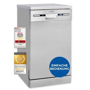 Exquisit Geschirrspüler GSP59309-030E silber | Spülmaschine 45 cm | ECO-Modus | Maßgedecke: 9 | Unterbaugerät
