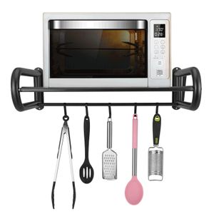 Mikrowellenhalterung universal mit 5 Haken Kohlenstoffstahl Mikrowellenregal bis 30kg Wandhalterung Küchenregal