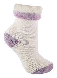 Sock Snob - Damen Creme Winter Alpaka Wolle Anti Rutsch Kuschelsocken mit Sternen ABS