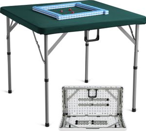 VEVOR Mahjongový stůl se sadou karet mahjong, karetní stůl pro 4 hráče se 144 kameny mahjongu a 3 kostkami, přenosný, skládací stůl na domino se zelenou deskou odolnou proti opotřebení a držadlem na přenášení
