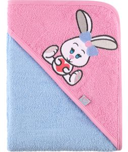 Kapuzenhandtuch Babyhandtuch aus Baumwolle 100cm x 100cm BE20-240-BBL, Farbe:Hellblau - Hase, Größe:100 cm x 100 cm