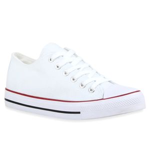 Mytrendshoe Damskie Trampki Niskie Podstawowe Buty Treningowe Buty Rekreacyjne Wiele Kolorów 79400, Kolor: Biały Czerwony Pasek, Rozmiar: 36