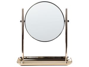 BELIANI Kosmetikspiegel in Gold aus Eisen ø 20 cm Doppelseitig mit Vergrößerungsspiegel Tischspiegel Schminkspiegel für Konsolentisch Schminktisch