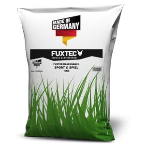 FUXTEC Rasensamen | Sport- & Spielrasen | Saatgut für Familienrasen | Grassamen für robuste Spielwiese | 10kg Sportrasen