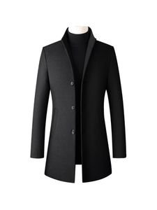 Herren Pocket Graben Jacke Business Plain Trench Coat Dicke Drehkragen Outwear,Farbe:Schwarz, Größe:M