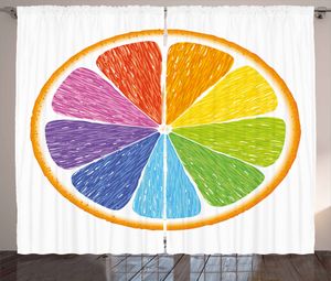 ABAKUHAUS Bunt Rustikaler Vorhang, Regenbogen farbige Orange, Wohnzimmer Universalband Gardinen mit Schlaufen und Haken, 280 x 225 cm, Mehrfarbig