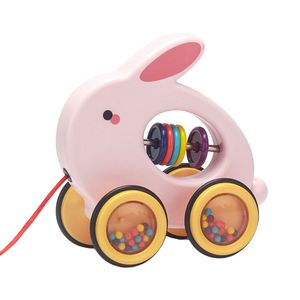 Push-and-Pull-Spielzeug für Kleinkinder, Babyspielzeug zum Nachziehen mit knisternden Rädern, Push-and-Pull-Aktion, frühlernendes Lauflernspielzeug, -  Farbe Farbe Kaninchen