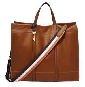 FOSSIL Leder Shopper Schultertasche Carmen Tote Brandy braun