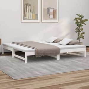 Möbel Tagesbett Ausziehbar Weiß 2x(100x200) cm Massivholz Kiefer - Klassische Betten 823400