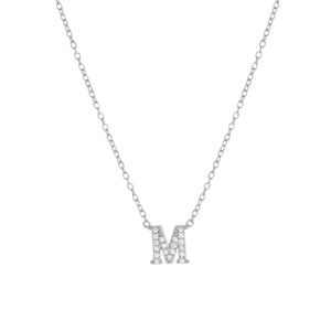 Lucardi - Damen Plattierte Halskette mit Armreif - Buchstabenförmig - Schmuck - Geschenk Silber