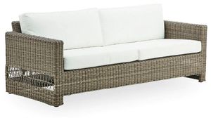 Casa Padrino Luxus Gartensofa mit Kissen Antik Grau / Weiß 200 x 86 x H. 71 cm - Wetterbeständiges Garten & Terrassen Sofa - Garten & Terrassen Möbel - Luxus Qualität