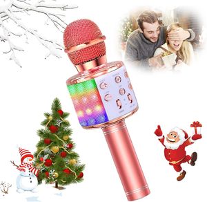 Mikrofon Bluetooth Karaoke Mikrofon Drahtloser Mikrofon mit Lautsprecher Kinder Weihnachten Geburstag Geschenke (Rosa)