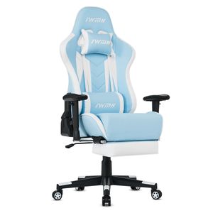 IWMH Gaming Stuhl Ergonomisch Computerstuhl mit Fußstütze und Hoher Rückenlehne
