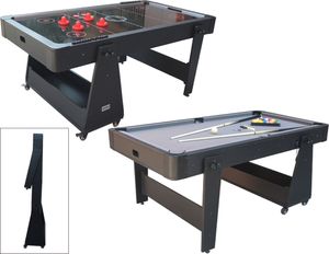 Charlsten multi air hockey stôl / biliardový stôl čierny - skladací 2 v 1
