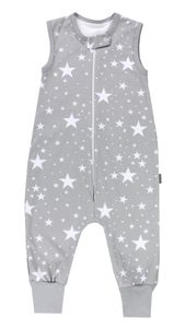 TupTam Sommer Schlafsack mit Füßen 0.5 TOG OEKO-TEX zertifizierte Materialien, Farbe: Weiße Sterne / Grau, Größe: 92-98