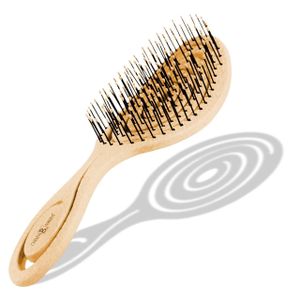 CHIARA AMBRA Spiral Haarbürste, Stroh, helles Orange Haarbürste ohne Ziepen, Entwirrbürste geeignet für Locken & lange Haare von Damen,Herren & Kinder, Kopfhaut Massagebürste, klimaneutrale Bürste