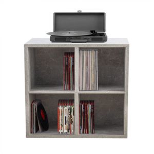 Schallplattenschrank - Aufbewahrung von Schallplatten - Bücherregal - grauer Beton