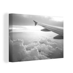 OneMillionCanvasses® - Leinwandbilder - 120x80 cm, Der Himmel aus einem Flugzeug - schwarz und weiß, Wandbilder Kunstdruck Wanddekoration - Wanddekorationen - Wohnzimmer