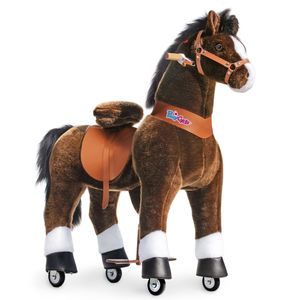 PonyCycle Pferd Tretauto für Kinder ab 7 Jahren dunkelbraun Schaukelpferd auf Rollen mit Sound und Bremsen - Ux521