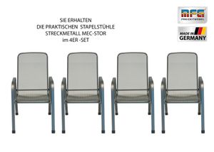 MFG Streckmetall Stapelstuhl "Mec-Stor", 4-er Set, anthrazit