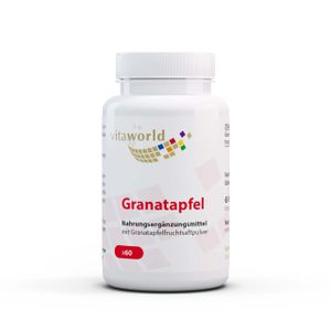 Vita World Granatapfel 500 mg | 60 Kapseln | 100 % Granatapfelfruchtsaft | vegan | gluten- und laktosefrei