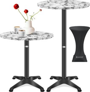 KESSER® 2in1 Stehtisch Bistrotisch Aluminium Edelstahlplatte | höhenverstellbar | 70cm / 115cm | Partytisch Tisch | In- & Outdoor | Hochzeit | Empfangstisch | 4 Standfüße und Regencover