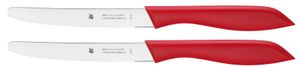 WMF Brotzeitmesser Set 2-teilig, 23 cm, Vespermesser mit Doppelwellenschliff, Spezialklingenstahl, Kunststoffgriff, rot