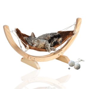 Rohrschneider® Katzenhängematte Cat Relax | Katzenschlafplatz | Katzenbett | Katzenkorb zum Schlafen | Hängematte Katze, Farbe:braun