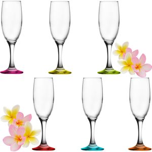 PLATINUX Sektgläser bunt aus Glas 150ml (max.190ml) Set 6-Teilig Champagnergläser Prosecco Gläser Sektflöten Sektkelche