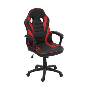 Bürostuhl HWC-F59, Schreibtischstuhl Drehstuhl Racing-Chair Gaming-Chair, Kunstleder  schwarz/rot