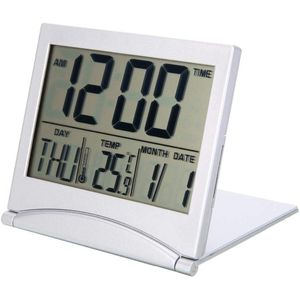 Falten Tragbarer Schreibtisch Digital LCD Display Thermometer Kalender Wecker, Digitale Wecker Batterie betrieben für Reisen mit Datum