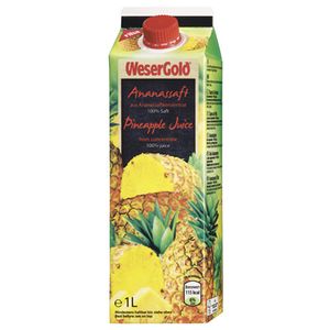 Wesergold Ananassaft 100 % Fruchtgehalt Tetra Pack - 8 x 1 l Packungen