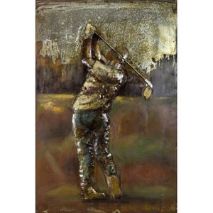 Metallbild mit Golfer 80 x 120 cm