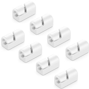 deleyCON 8 Stück Kabelhalter Selbstklebend Kabelklemmen Kabelmanagement Kabelclips Kabelführung Kabel Organizer Kabelhalterung Kabelbefestigung Haushalt Büro Schreibtisch Sockelleiste Silikon Weiß