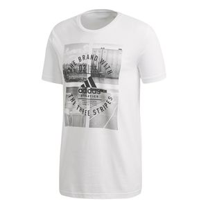 adidas Herren Baumwoll T-Shirt Tee, Größe:L, Farbe:Weiß