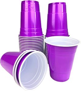 Purple Cups 50x Pack - Lila Party-Becher - Beer-Pong American Party-Cups Original 500 ml - Festival & Party | 16oz Große Plastik-Becher | Bier-Pong - Trinkbecher