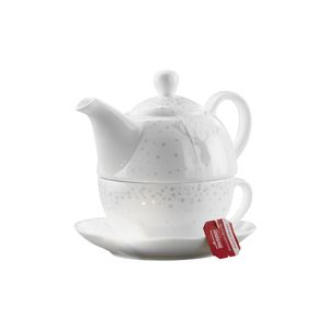 Gilde Porzell Tea for one "Hirsch Design" weiss/grau 49580