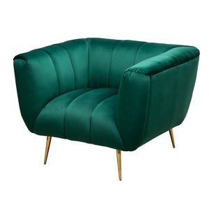 Retro Sessel NOBLESSE 106cm smaragdgrün Samt mit Ziersteppung Wohnzimmersessel