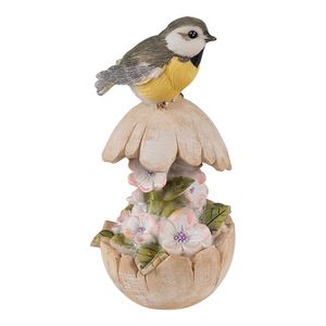 Clayre & Eef Figur Vogel 14 cm Beige Grau Polyresin