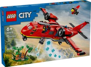 LEGO City Löschflugzeug, Feuerwehr-Set mit Flugzeug-Spielzeug für Kinder, Bauset mit 3 Feuerwehrmann-Figuren und Brandkulisse, tolle Geschenk-Idee für Jungen und Mädchen ab 6 Jahren 60413