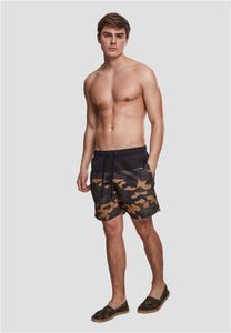 Urban Classics Badehose Block Swim Shorts Black/Wood Camouflage-XL