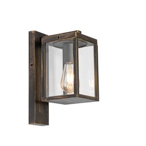 QAZQA - Industrie I Vintage I Vintage Außen Wandlaterne Antik Gold I Messing IP44 - Charlois I Außenbeleuchtung - Aluminium Rechteckig - LED geeignet E27 QAZQA - Industrie I Vintage I Vintage Außen Wandlaterne Antik Gold I Messing IP44 - Charlois I Außenbeleuchtung - Aluminium Rechteckig - LED geeignet E27