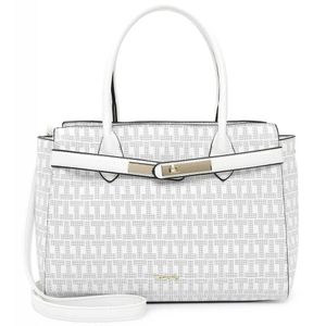 Tamaris Damen Shopper Handtasche drei Hauptfächer Zierspange T-Motiv Lala 32113, Farbe:Weiß